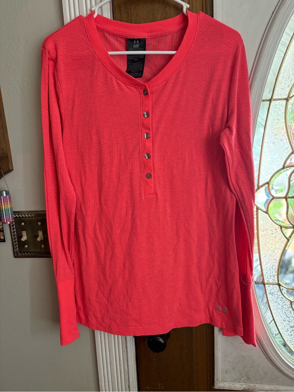 Under Armour Women's Coral Button Henley Long Sleeve Top